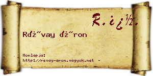 Révay Áron névjegykártya